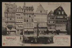 Ansichtskarte von Hofmannsthal an seinen Vater mit Ansicht des Römerbergs in Frankfurt am Main