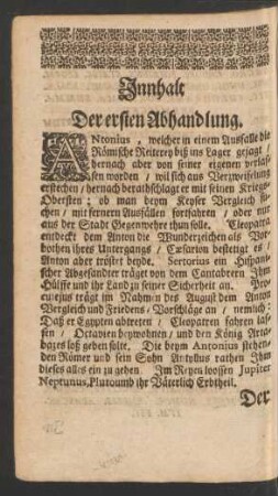 Innhalt Der ersten - fünften Abhandlung.