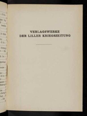Verlagswerke der Liller Kriegszeitung.
