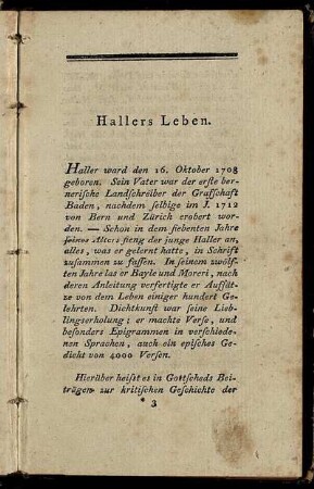 Hallers Leben.