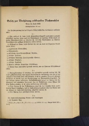 Gesetz zur Verhütung erbkranken Nachwuchses Vom 14. Juli 1933 (Reichsgesetzblatt I S. 529)