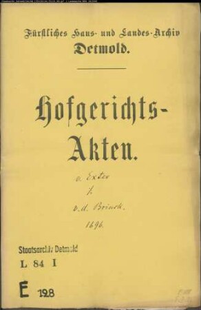 von Exter, Johann Heinrich, Meier zu Iggenhausen gegen Lucie Justine von Donop, Witwe v. d. Brinck - Wegegerechtigkeit