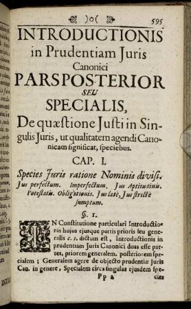 Introductionis in Prudentiam Juris Canonici Parsposterior Seu Specialis.
