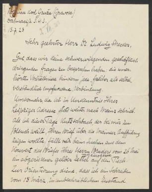Brief an Ludwig Strecker und B. Schott's Söhne : 13.07.1923