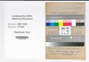 Entnazifizierung Karl Radomski, geb. 18.10.1898 (Telegrafenassistent)