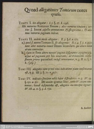 Quoad allegationes Tomorum notes quaeso