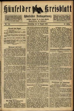 Ausgabe vom Donnerstag, den 30. August 1923.