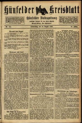 Ausgabe vom Donnerstag, den 30. August 1923.