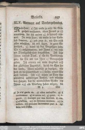 XLV. Antwort auf Vorhergehendes.
