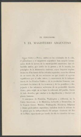 El periodismo y el magisterio argentino