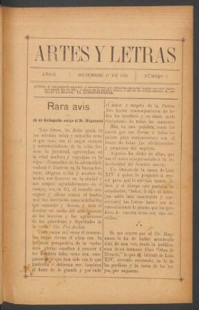 Rara avis : (A mi distinguido amigo el Dr. Magnasco)