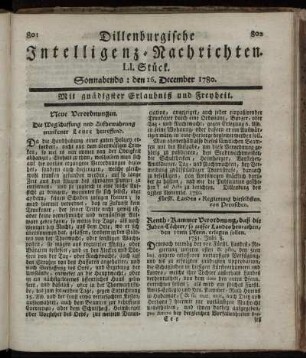 LI. Stück. Sonnabends : den 16. December 1780.