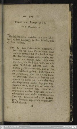 Fünftes Hauptstük. Vom Decretiren
