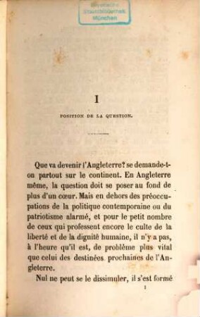 De l'avenir politique de l'Angleterre