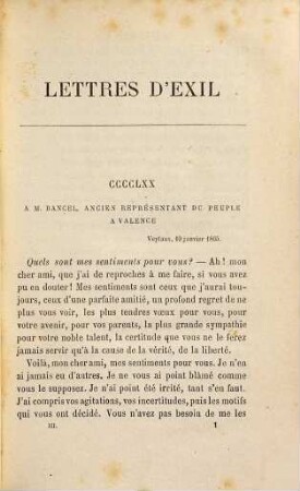 Lettres d' exil à Michelet et à divers amis, 3