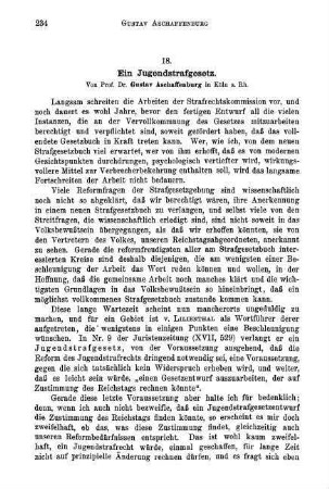 234-238, Ein Jugendstrafgesetz