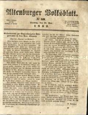 Altenburger Volksblatt. 5. Jahrgang 1852