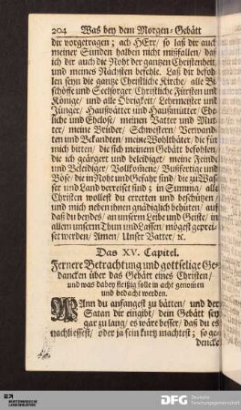 Das XV. Capitel. Fernere Betrachtung und gottselige Gedancken über das Gebätt eines Christen...