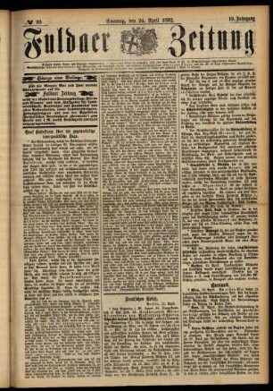 Erste Ausgabe vom Sonntag, den 24. April 1892.