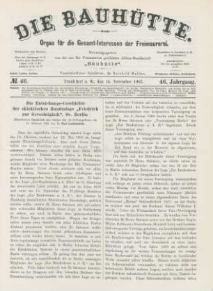 No. 46. Frankfurt a. M., den 14. November 1903. 46. Jahrgang.