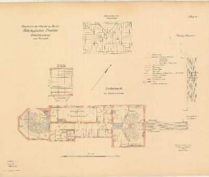 Pathologisches Institut der Charité zu Berlin: Blatt 13, Tierstall, Kapelle: Sparrenlage; Obduktionshaus, 1. Stockwerk