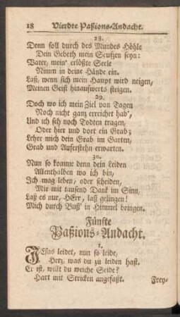 Fünfte Paßions-Andacht.
