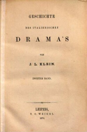 Geschichte des italienischen Drama's, 2