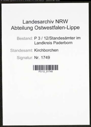 Heiratsregister Standesamt Kirchborchen