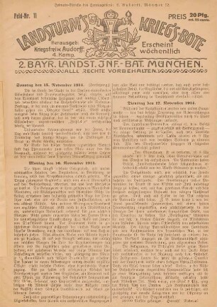 11.1914: Landsturm's Kriegs-Bote