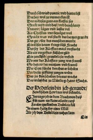 Der Hederlein bin ich genandt/ Zenckischen Lewdten wol bekandt.