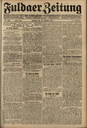 Erste Ausgabe vom Freitag, den 22. Oktober 1915.