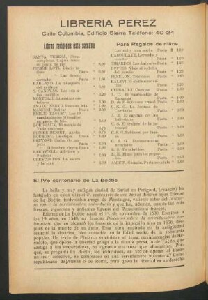 El IVo centenario de la Boétie