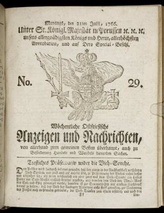 No. 29. Montags, den 21ten Julii, 1766.
