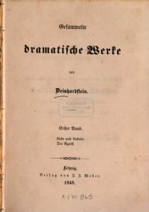Gesammelte dramatische Werke, 1