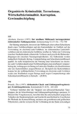 75-90, Organisierte Kriminalität. Terrorismus. Wirtschaftskriminalität. Korruption. Gewinnabschöpfung