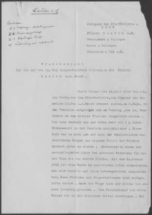 Laufen/Eyach: Pfarrbericht 1936
