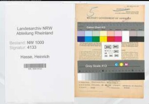 Entnazifizierung Heinrich Hasse, geb. 31.01.1896 (Beamter)