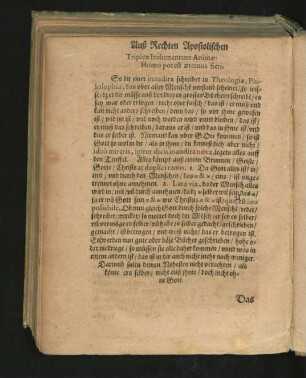 Auss Rechten Apostolischen. Triplex Indumentum Animae ...