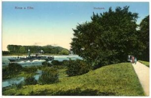 Riesa. Stadtpark - Elbe mit Dampfer