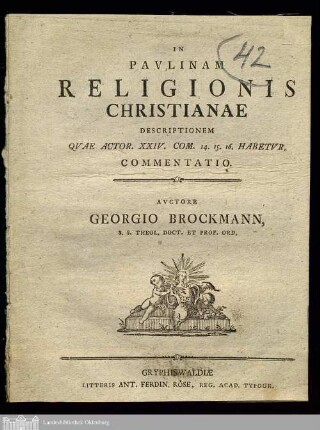 In Pavlinam Religionis Christianae : Descriptionem Qvae Actor. XXIV Com. 14. 15. 16. Habetvr Commentatio