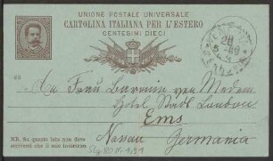 Brief von Malwida von Meysenbug an Louise von Medem