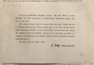 Es ist mir glaubwürdig mitgetheilt worden, ...
