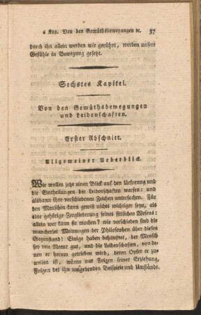 Sechstes Kapitel. Von den Gemüthsbewegungen und Leidenschaften