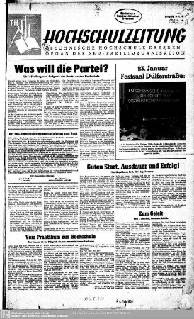 1958: Hochschulzeitung : Organ der SED-Parteiorganisation