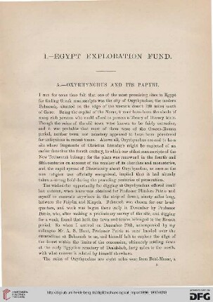 Egypt Exploration Fund : Oxyrhynchus and its Papyri