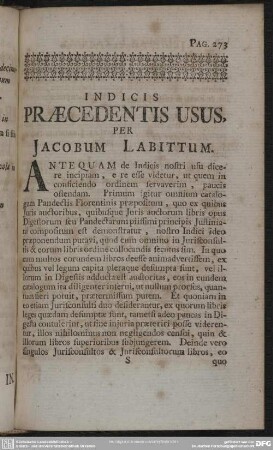 Indicis Praecedentis Usus, Per Jacobum Labittum