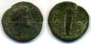 Antike, römische Münze, Dupondius, Antoninus Pius, 2. Jh.