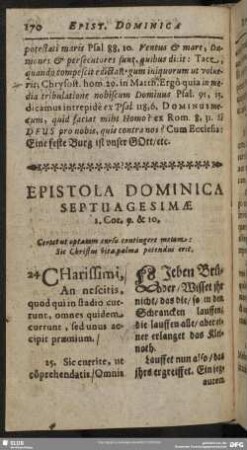 Epistola Dominica Septuagesimae 1. Cor. 9. & 10.