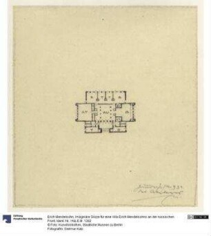 Imäginäre Skizze für eine Villa Erich Mendelsohns an der russischen Front