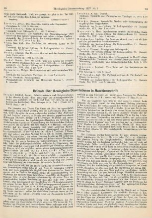 Referate über theologische Dissertationen in Maschinenschrift